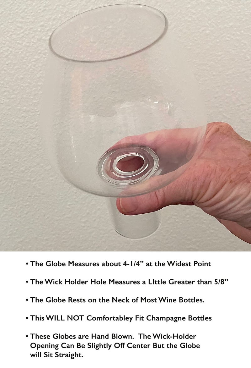 Firefly Handcrafted Glass Hurricane Lamp Chimney Globe - Oil Lamp Glass Replacement - Wine Bottle Flame Protector, 6-Inch Borosilicate Glass Globe, Standard Wine Bottle Neck Fit, Decorative Home Lighting - Image 3